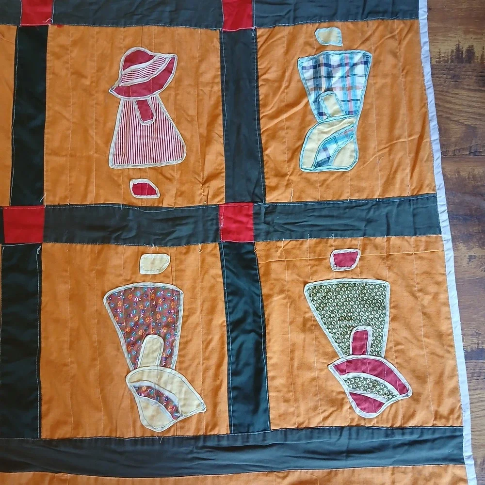Vtg Sunbonnet Sue Dutch Bonnet Girls Quilt 92x77